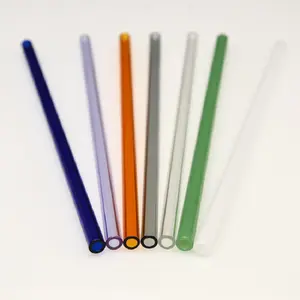 Paille à boire Paille Borosilicate coloré Verre droit et incurvé Nouveau 3.3 Vin CLASSIC Pipes à eau Verre à herbe à fumer 8*200mm