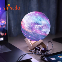Lámpara de luz de Luna recargable con impresión 3D, 16 colores, luz nocturna con Control remoto