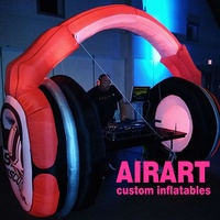 Paire d'écouteurs gonflables, rouge et noir, modèle de casque avec lumières Led, pour Festival musical DJ S, vente en gros