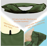 Sacs d'épicerie en polyester ripstop lavables en machine, pliables et réutilisables, personnalisés Sacs fourre-tout avec poignées
