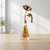 Hot Sale 300ml Flower Design Double Wall Glass Smell Bottle with Stand for Aroma SPA Coffee Scent Test
