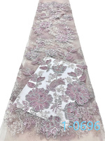 Tissu en dentelle classique perlé pour mariées, tissu en dentelle brodé de sequins plats, tissu extensible à sequins et perles pour robes de soirée, vente en gros