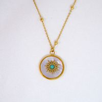 Collar con colgante de acero inoxidable de lujo de 14K, collar con abalorio de la serie Azul, piedra de amazonita Natural, joyería hecha a mano, regalo para ella
