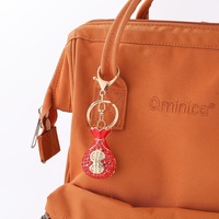 Porte-clés Sac d'Argent Personnalisé en Alliage Incrusté de Diamants, Pendentif de Voiture, Sac Porte-Bonheur, Décoration de Sac, Cadeau pour Couple