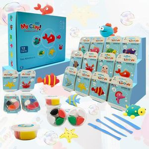 12 Pieces Underwater Adventure Theme Air Dry <b>Modeling</b> Clay Colorful DIY Set for Kids Handmade Toys - Product Image 1