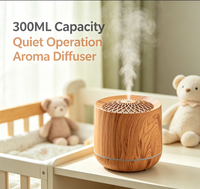 Diffuseur d'arômes ultrasonique effet bois, capacité >300ML, fonctionnement silencieux, éclairage LED écologique USB, décoration de bureau multi-scènes pour