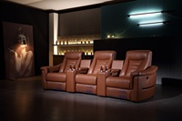Vente en gros de fauteuil de cinéma maison en cuir Napa noir sofa de cinéma privé VIP console avec fauteuil inclinable électrique et meubles de massage