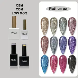 Platinum Glitter Sprankelende Gel Nagellak Nagellak Gelglanzend Creatief Schilderij Lijm 12 Kleuren Spin Gel Voor Nail Art