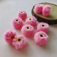 Perles rondes en fausse fourrure de lapin colorées, à grand trou, moelleuses, pour stylos perlés et confection de vêtements QC