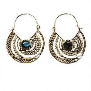 Proveedor Mayorista de Joyería de Latón, Pendientes de Aro con Piedras, Pendientes de Labradorita, Pendientes de Aro con Piedras de Latón de Moda para Mujer - Product Image 1