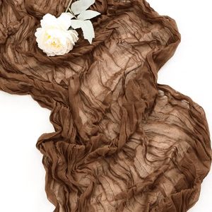 Skymoving New Home Textiles Gauze Boho Chiffon <strong>Table</strong> <strong>Runner</strong> <strong>Teal</strong> Brown Cheesecloth <strong>Table</strong> <strong>Runners</strong> for Wedding - Product Image 3