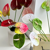 Hoogwaardige realistische Anthurium planten, kleine maat, echt aanvoelende Anthurium bloemenarrangement voor thuis, bruiloft, kunstmatig.
