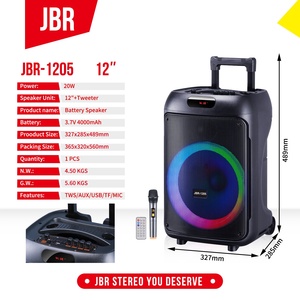 JBR-1205 12-inch Portable for <strong>Bluetooth</strong> <strong>Speaker</strong> for Square Dance DJ Mobile Karaoke Outdoor Singing RGB LED <strong>Lighting</strong> Battery - Product Image 2