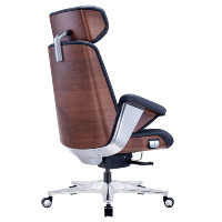 Chaise de bureau moderne à dossier haut, confortable, réglable en hauteur, roues en cuir véritable, couleur noire, pour réunion de conférence