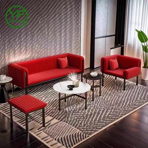 Fauteuil lounge en velours matelassé haut de gamme avec structure métallique personnalisée, 2 places, 3 places, fauteuil pour hôtel, hall d'entrée, salon - Product Image 5