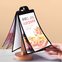 Page Turning Panneau d'affichage double face Cadres de support en PVC Support de menu en bois Support de couverture