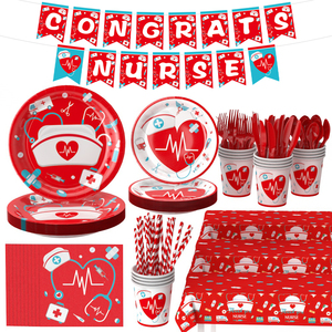 Set di Stoviglie per Infermieri e Dottori con Piatti da Dessert, Tazze e Tovaglioli per la Festa dei Medici e Feste Scolastiche di Infermieristica - Product Image 1