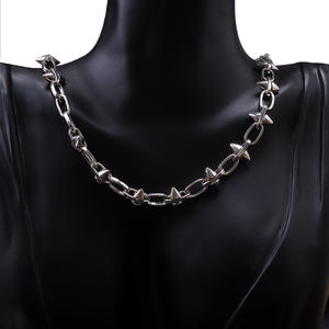 Conjunto de Collar y Pulsera con Tachuelas, Cadena de Aleación de Zinc con Púas, Joyería de Moda Unisex, Accesorio para Fiestas - Product Image 6