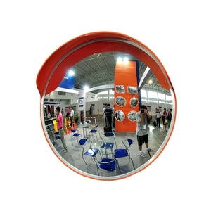 Miroir convexe de sécurité routière économique à faible distorsion, 80 cm, lentille PC, large champ de vision, avec dos en PP orange - Product Image 1