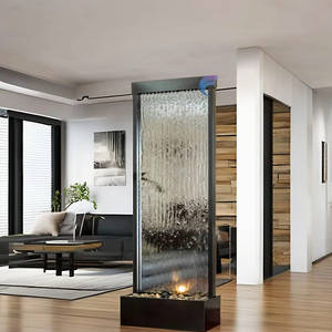 Mur d'eau en verre rectangulaire d'intérieur avec éclairage LED, cadre en acier inoxydable, design moderne pour restaurants - Product Image 5