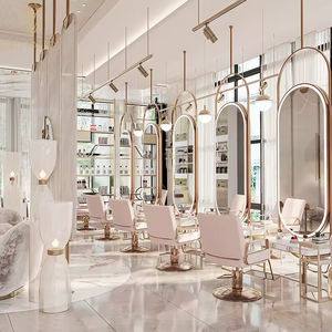 Diseño de Salón de Belleza de Lujo, Estación de Barbería Personalizada, Juego de Muebles Modernos para Salón de Peluquería con Luces LED - Product Image 2