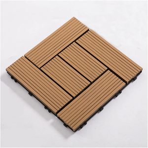 Diferentes Tipos de Baldosas de Madera Compuesta para Exteriores, Baldosas de WPC con Sistema de Enclavamiento, Baldosas Rectas con Diseño de Rayas - Product Image 1