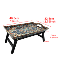 Table de service rectangulaire élégante en mosaïque marocaine, plateau décoratif pour canapé avec pieds pliables et doubles poignées