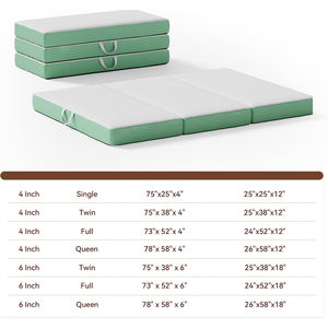 Matelas pliable en mousse à mémoire de forme portable, <span class=keywords><strong>lit</strong></span> de sol portable Queen, matelas pliable de <span class=keywords><strong>6</strong></span> pouces avec housse lavable pour le camping et les voyages - Product Image 3