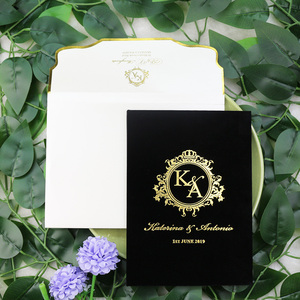 Invitaciones de Boda de Lujo con Diseño Personalizado, Tapa Dura, Terciopelo Negro, Espejo Dorado, Juego de Invitaciones de Acrílico para Despedida de Soltera - Product Image 5