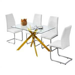 Ensemble de table à manger en verre en métal bon marché de vente chaude avec 4/6 chaises - Product Image 3