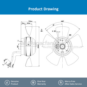 Ventilateurs axiaux électriques ebmpapst A2D200-AA02-33 200 mm 53 W 230 V AC, ventilateurs de climatisation, ventilateurs de refroidissement axiaux - Product Image 4