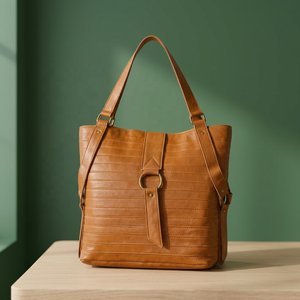 Genuine Leather Women's Tote <b>Bag</b> Classic Style Durable Soft Handle Multi-Function Brown - Product Image 2