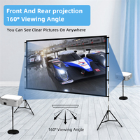 150 pouces HD Double face extérieur sol 3D Style 16/9 écran de Projection Portable noir blanc 120 pouces projecteur 2.6 pouces écran Lcd