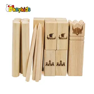 wholesale rubber wood kubb game set wooden kubb lawn game for adults W01D055
