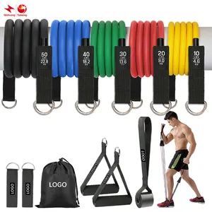 Verstelbare Bodybuilding Training Bar Rubber Oefeningsweerstand Band Buis Elastisch Trekkoord Met Trainingsstang