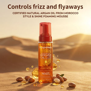 Argan Oil <b>Hair</b> Styling Foaming <b>Mousse</b> Lightweight Foam Easy to Apply for Curls Waves Wrap Set Smooth Shiny Finish - Product Image 2