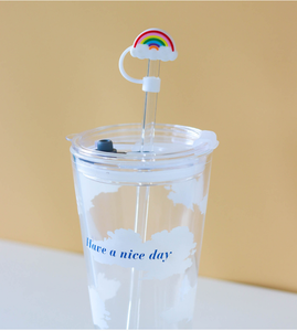 Cubierta de silicona a prueba de polvo con dibujos animados, Pajita de amor con diseño de conejo y flores, suave, de goma, Recirculable - Product Image 6