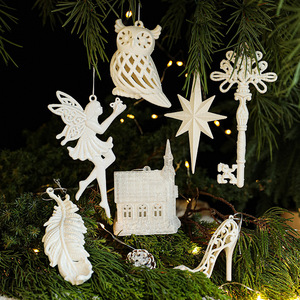 Árboles de Navidad Creativos, Adornos Colgantes de Plástico Blanco para Árbol de Navidad, Búho, Ángel, Llave, Botas, Decoraciones para el Hogar - Product Image 1