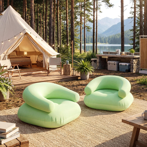 Leisure <b>Inflatable</b> Lazy <b>Sofa</b> Flocking U-Shaped Design Outdoor Indoor Use PVC Material PP Cotton Filling Portable Single <b>Sofa</b> - Product Image 5