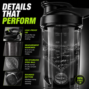Botella Mezcladora de Proteínas al por Mayor de 500ml, Libre de BPA, PP, con Logotipo Personalizado, Asa, Escala Dual ML/OZ, Vaso Mezclador Deportivo para Gimnasio con Bola Mezcladora, OEM - Product Image 3