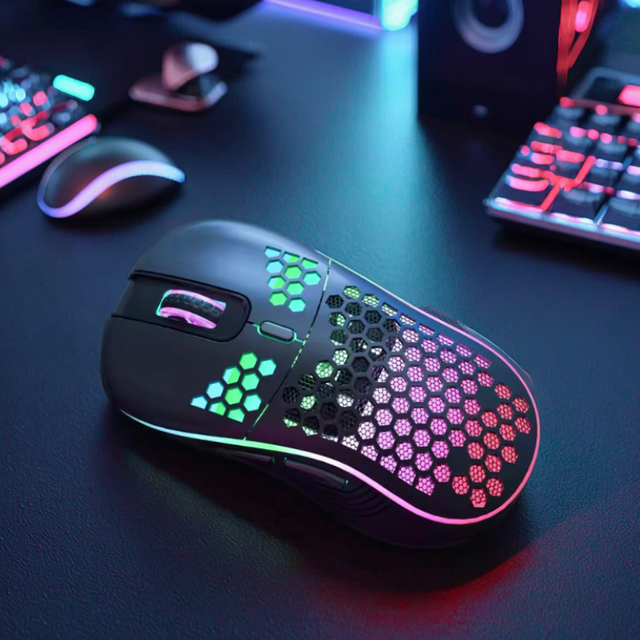 OEM ODM Ergonomic Programmable Lightweight USB Optical Sensor Battery Powered Gaming Mouse RGB Backlit 1200 DPI 2.4Ghz Wireless