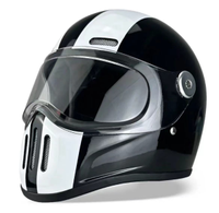 Nouveau casque de moto rétro en fibre de verre - Rouge/blanc classique - Prêt à l'emploi - Certifié DOT et 3C - Direct usine