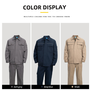 100% Cotton màu sắc tinh khiết làm việc đồng phục phù hợp với thoáng khí xây dựng làm việc Quần áo bảo hộ lao động với phản quang - Product Image 2