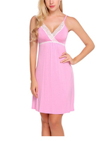 Offre Spéciale femmes été mode Spaghetti sangle dentelle longue robe pyjamas Sexy sous-vêtements