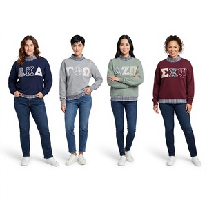 เสื้อสเวตเตอร์คอเต่าปักลายตัวอักษรกรีกสำหรับผู้หญิง ผ้าฝ้ายถัก ทรงปกติ แขนยาว สำหรับฤดูใบไม้ร่วง - Product Image 1