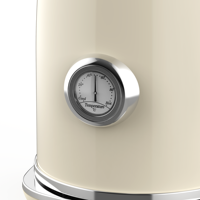 Ketel Listrik Tanpa Kabel Vintage untuk Dapur Rumah 1.7L Termometer Mekanis Transparan Indikator Level Air Proteksi Anti Kering Stainless Steel