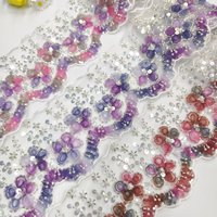 Bordure en dentelle à sequins vintage de 13 cm de large en polyester brodé pour robe Lolita, Hanfu, robe de soirée, jupe, accessoire de décoration de ourlet