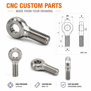 Boulon à œil fileté usiné CNC avec épaule de butée pour articulation pivotante de raccordement de tige de vérin pneumatique - Product Image 1