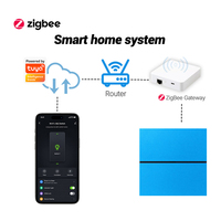 Interrupteur intelligent Zigbee innovant bleu 8 gangs en aluminium avec 4 boutons de commande et 4 boutons de scène, indice de protection IP20, 260V, pour maison intelligente économe en énergie