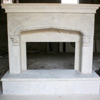 Décoration intérieure classique antique pour la maison, sculpture en pierre blanche sculptée simple, cadre de cheminée en marbre à vendre